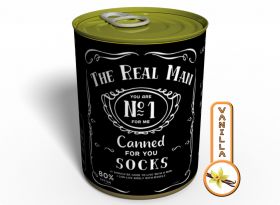 Canned Gifts - 1 Pair Quality Black Warm Man Cotton Socks - The Real Man Socks Funny Hilarious Gag Items Gifts for Guy - Prank Fun Things Gift Idea For Him